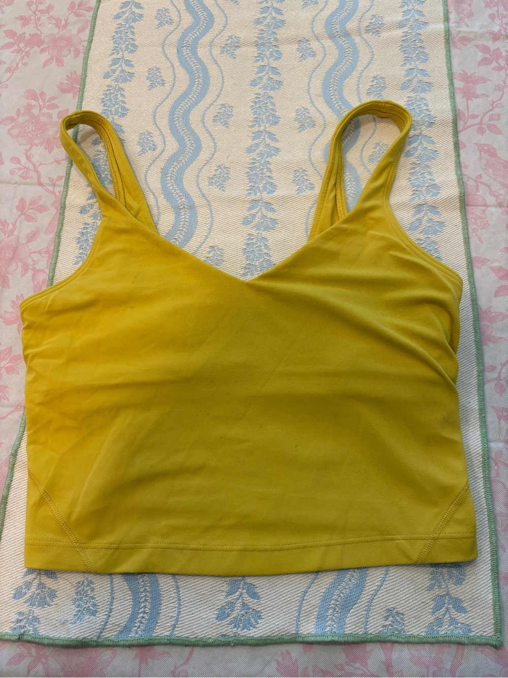 Lululemon Yellow Serpentine V-Neck light support sports top